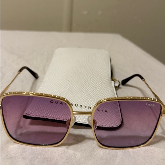 Quay Australia Gold Frame Sunglasses with Purple Lenses main image 5